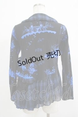 画像3: HANGRY&ANGRY / チェックフリルプリントボレロ  黒×青 H-25-12-06-046-HN-TO-KB-ZH