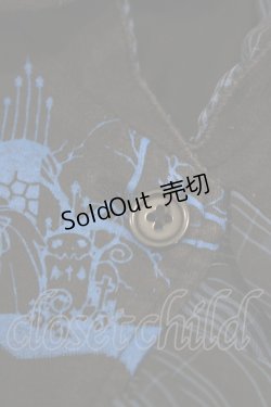 画像5: HANGRY&ANGRY / チェックフリルプリントボレロ  黒×青 H-25-12-06-046-HN-TO-KB-ZH