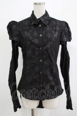 STEAM / プリント切替ブラウス  ブラック H-25-12-06-047-HN-BL-KB-ZH