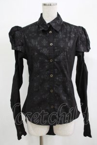 STEAM / プリント切替ブラウス  ブラック H-25-12-06-047-HN-BL-KB-ZH