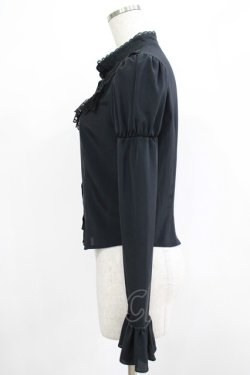 画像2: abilletage / スタンドカラーブラウス  ブラック H-25-12-06-049-GO-BL-KB-ZH