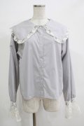 merry jenny / レースカフスブラウス  グレー H-25-12-06-050-LO-BL-KB-ZH