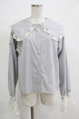 merry jenny / レースカフスブラウス  グレー H-25-12-06-050-LO-BL-KB-ZH