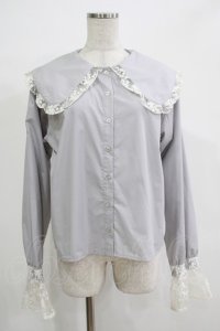 merry jenny / レースカフスブラウス  グレー H-25-12-06-050-LO-BL-KB-ZH