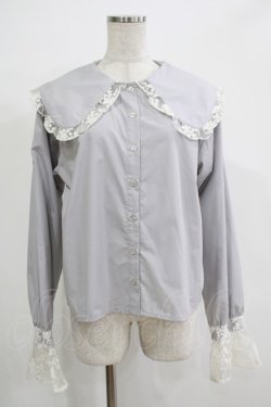 画像1: merry jenny / レースカフスブラウス  グレー H-25-12-06-050-LO-BL-KB-ZH
