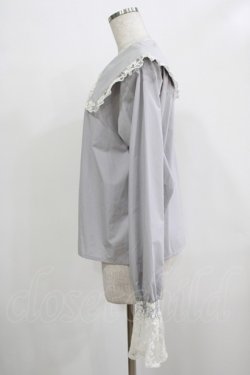 画像2: merry jenny / レースカフスブラウス  グレー H-25-12-06-050-LO-BL-KB-ZH
