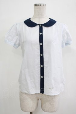 画像1: MILK / グッドガールブラウス  サックス×ネイビー H-25-12-06-052-ML-BL-KB-ZH