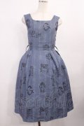 Fi.n.t / ベルト付きクローゼット柄ワンピース Free ブルー H-25-12-06-1005-CA-OP-NS-ZH