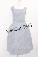 Fi.n.t / ベルト付きクローゼット柄ワンピース Free ブルー H-25-12-06-1005-CA-OP-NS-ZH