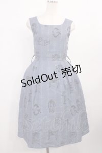 Fi.n.t / ベルト付きクローゼット柄ワンピース Free ブルー H-25-12-06-1005-CA-OP-NS-ZH