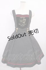 Amavel / トランプ刺繍入りベロア切替ストライプ柄ジャンスカ Free ブラック H-25-12-06-1006-CA-OP-NS-ZH