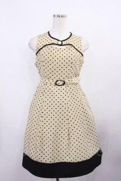 画像1: an another angelus / ベルト付きドットワンピース Free Beige/Black H-25-12-06-1011-CA-OP-NS-ZH