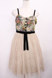 an another angelus / ゴブラン×チュールキャミワンピース Free Beige H-25-12-06-1012-CA-OP-NS-ZH