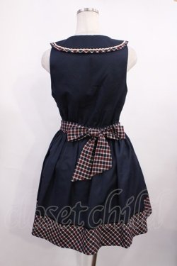 画像2: Amavel / BACKリボン付チェック柄切替ジャンスカ Free ネイビー H-25-12-06-1013-CA-OP-NS-ZH