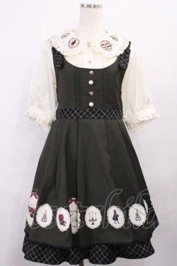 画像1: Amavel / 赤ずきんモチーフプリント入り チェック柄切替ジャンパースカート Free グリーン H-25-12-06-1014-CA-OP-NS-ZH