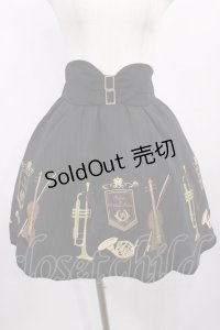 Amavel / 楽器刺繍入り サス付ベロア切替ミニ丈スカート Free ブラック H-25-12-06-1019-CA-SK-NS-ZH