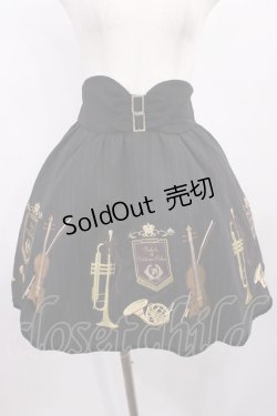 画像1: Amavel / 楽器刺繍入り サス付ベロア切替ミニ丈スカート Free ブラック H-25-12-06-1019-CA-SK-NS-ZH