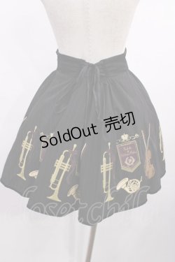 画像2: Amavel / 楽器刺繍入り サス付ベロア切替ミニ丈スカート Free ブラック H-25-12-06-1019-CA-SK-NS-ZH