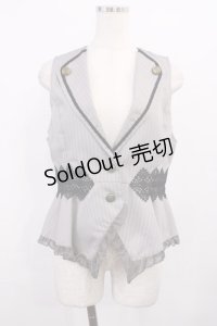 axes femme POETIQUE / ストライプショートベスト M グレー H-25-12-06-1025-AX-JA-NS-ZH