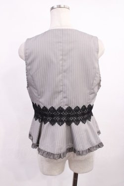 画像2: axes femme POETIQUE / ストライプショートベスト M グレー H-25-12-06-1025-AX-JA-NS-ZH