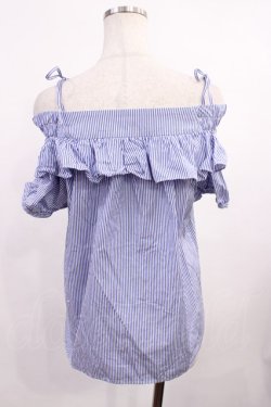 画像2: franche lippee black / ストライプフリルブラウス M ブルー H-25-12-06-1027-LO-BL-NS-ZH