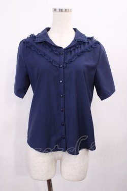 画像1: an another angelus / レース使い開衿シャツ Free Navy H-25-12-06-1028-CA-BL-NS-ZH
