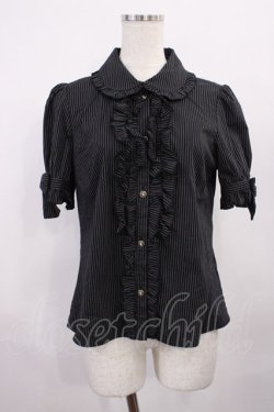 画像1: Amavel / ストライプブラウス Free ブラック H-25-12-06-1030-CA-BL-NS-ZH