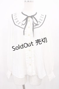 Amavel / 時計刺繍つけ衿ブラウス Free オフ/ブラック H-25-12-06-1031-CA-BL-NS-ZH