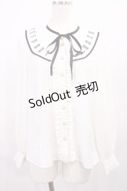 画像1: Amavel / 時計刺繍つけ衿ブラウス Free オフ/ブラック H-25-12-06-1031-CA-BL-NS-ZH