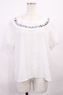 画像1: Amavel / 音符刺繍入り サークル衿プルオーバーブラウス Free ホワイト H-25-12-06-1032-CA-BL-NS-ZH