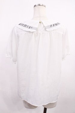 画像2: Amavel / 音符刺繍入り サークル衿プルオーバーブラウス Free ホワイト H-25-12-06-1032-CA-BL-NS-ZH