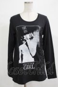 SEXY DYNAMITE LONDON / プリントロングスリーブカットソー L ブラック H-25-12-06-055-PU-TO-KB-ZH