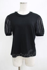 Jane Marple / フリルパフカットソー  ブラック H-25-12-06-058-JM-TO-KB-ZT281