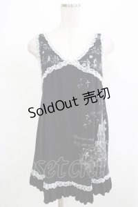 HANGRY&ANGRY / プリントチュニックタンク  黒×白 H-25-12-06-070-HN-TO-KB-ZH