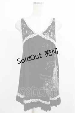 画像1: HANGRY&ANGRY / プリントチュニックタンク  黒×白 H-25-12-06-070-HN-TO-KB-ZH