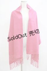 Jane Marple / ロゴEMBストール  ピンク H-25-12-06-075-JM-ZA-KB-ZH