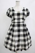 Emily Temple cute / Emilyギンガムパフスリーブワンピース M ブラック H-25-12-06-008-ET-OP-KB-ZH