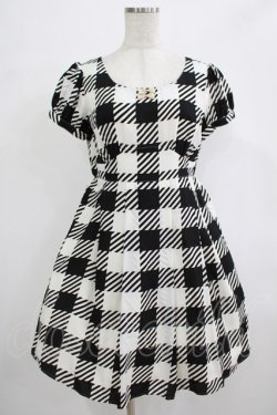 画像1: Emily Temple cute / Emilyギンガムパフスリーブワンピース M ブラック H-25-12-06-008-ET-OP-KB-ZH