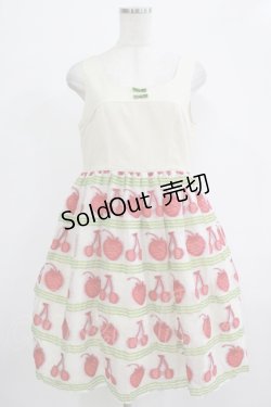 画像1: Emily Temple cute / フルーツジャガードパネル切替ワンピース M グリーン H-25-12-06-011-ET-OP-KB-ZT226