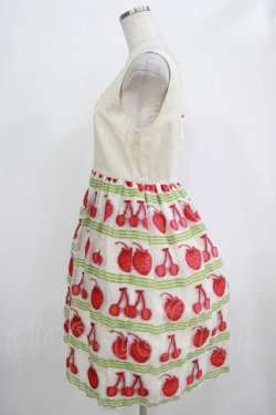 画像2: Emily Temple cute / フルーツジャガードパネル切替ワンピース M グリーン H-25-12-06-011-ET-OP-KB-ZH