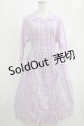 Jane Marple Dans Le Salon / コットンリネンギンガムワンピース  ラベンダー H-25-12-06-016-JM-OP-KB-ZH