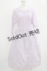 Jane Marple Dans Le Salon / コットンリネンギンガムワンピース  ラベンダー H-25-12-06-016-JM-OP-KB-ZH