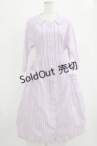Jane Marple Dans Le Salon / コットンリネンギンガムワンピース  ラベンダー H-25-12-06-016-JM-OP-KB-ZH
