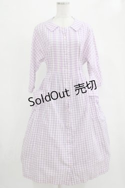 画像1: Jane Marple Dans Le Salon / コットンリネンギンガムワンピース  ラベンダー H-25-12-06-016-JM-OP-KB-ZH