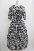 Jane Marple / シャーリングギンガムリボントリムドレス  ブラック H-25-12-06-017-JM-OP-KB-ZH