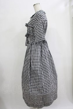 画像2: Jane Marple / シャーリングギンガムリボントリムドレス  ブラック H-25-12-06-017-JM-OP-KB-ZH