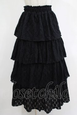 画像1: merry jenny / レースティアードスカート  ブラック H-25-12-06-018-LO-SK-KB-ZH