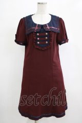 Ozz oneste / ナポレオンセーラーワンピース  ワイン×ネイビー H-25-12-06-019-OO-OP-KB-ZT176