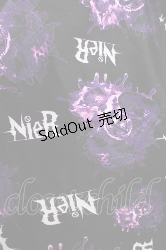 画像4: NieR CLOTHING / プリントギャザースカート  黒 H-25-12-06-021-PU-SK-KB-ZH (4)