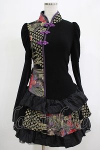 Qutie Frash / チャイナワンピース  黒×紫 H-25-12-06-025-QU-OP-KB-ZH